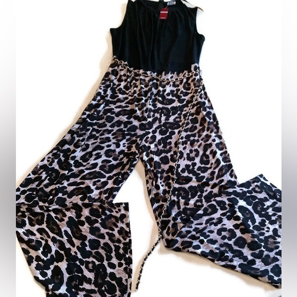 Avenue Wide Leg Leopard Print Jumpsuit Size 14/16 - Picture 2 of 10